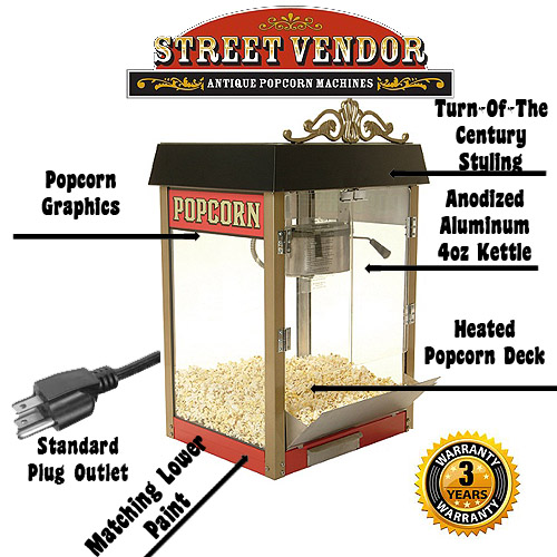 FunPop 4 oz. Popcorn Machine on Red Cart